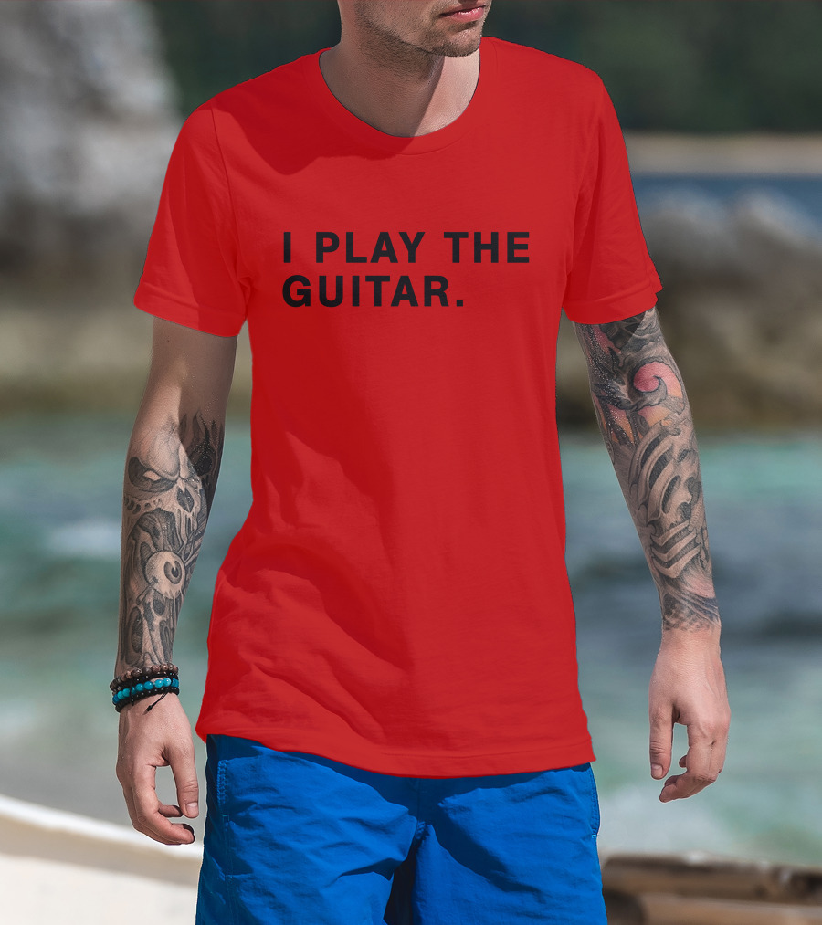 I Play The Guitar Bold Red T-Shirt