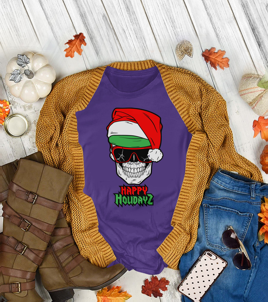Matt Cardona Happy Holidayz Skull Santa Hat T-Shirt