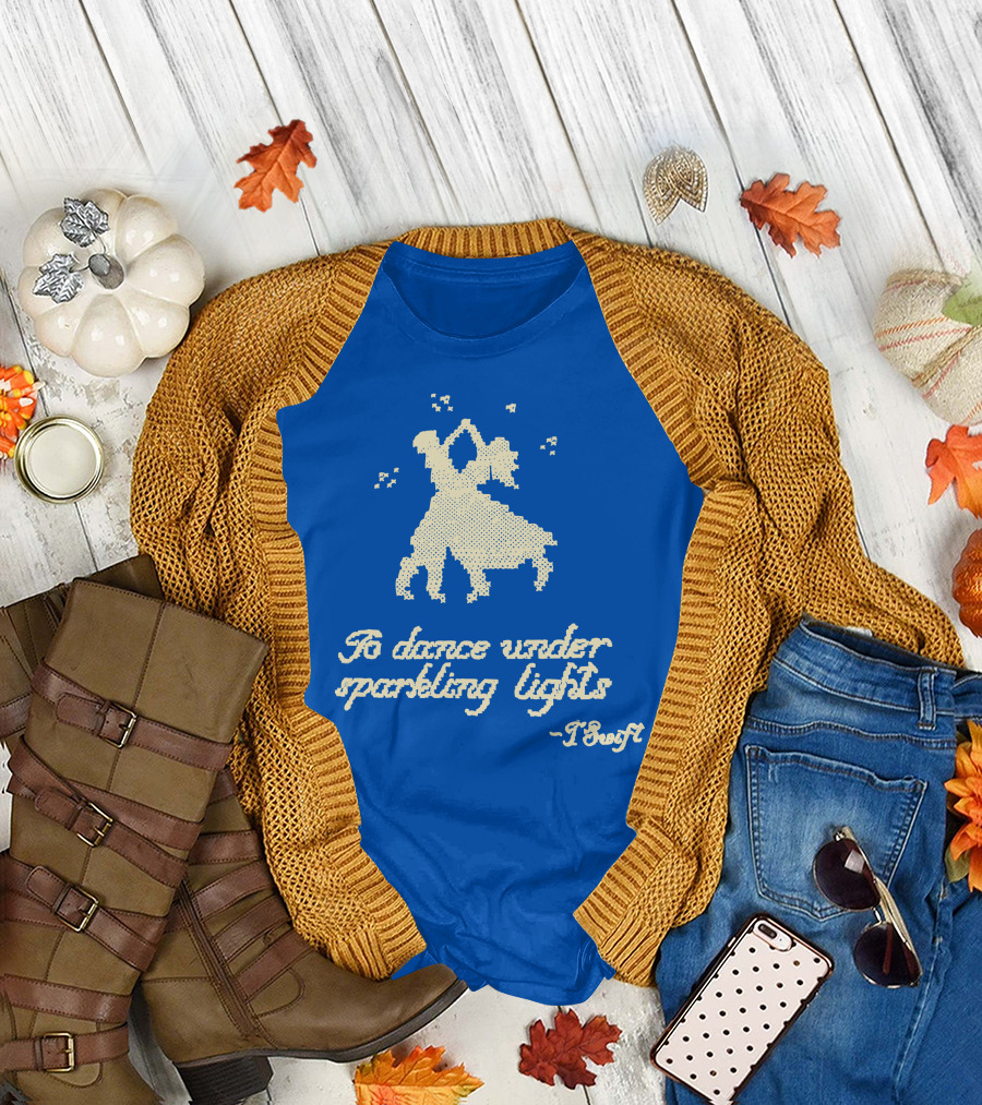 Taylor Swift To Dance Under Sparkling Lights Christmas Tree Farm Blue T-Shirt