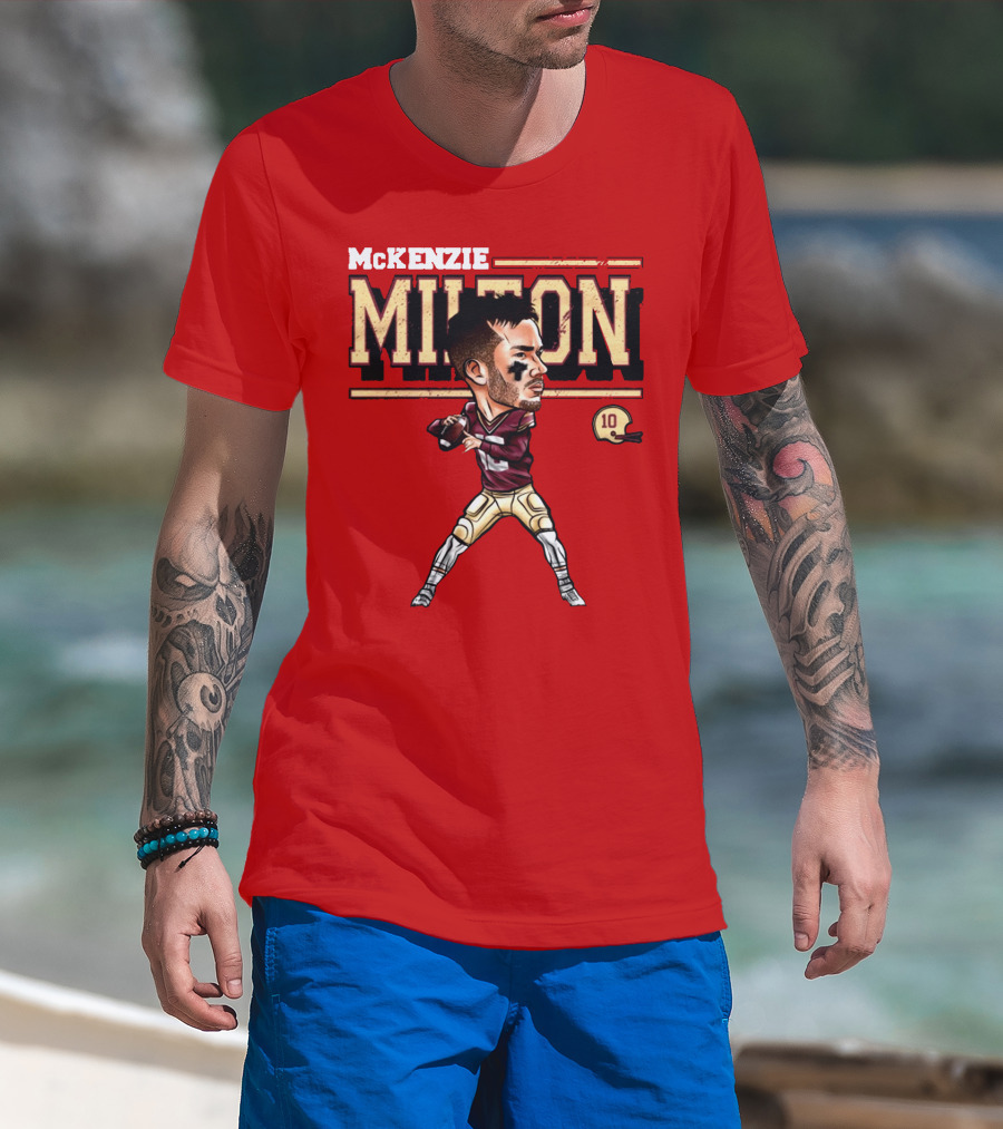 Mckenzie Milton Football Player Cartoon With Helmet Number 10 T-Shirt