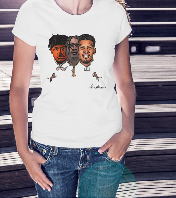 Joe Burrow Ja'Marr Chase Tee Higgins Tyler Boyd Bengals Football Faces And Chains T-Shirt