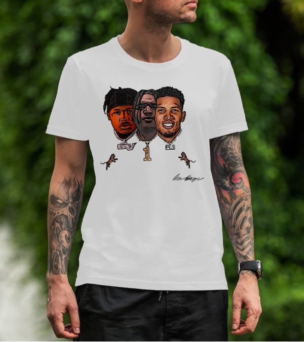 Joe Burrow Ja'Marr Chase Tee Higgins Tyler Boyd Bengals Football Faces And Chains T-Shirt