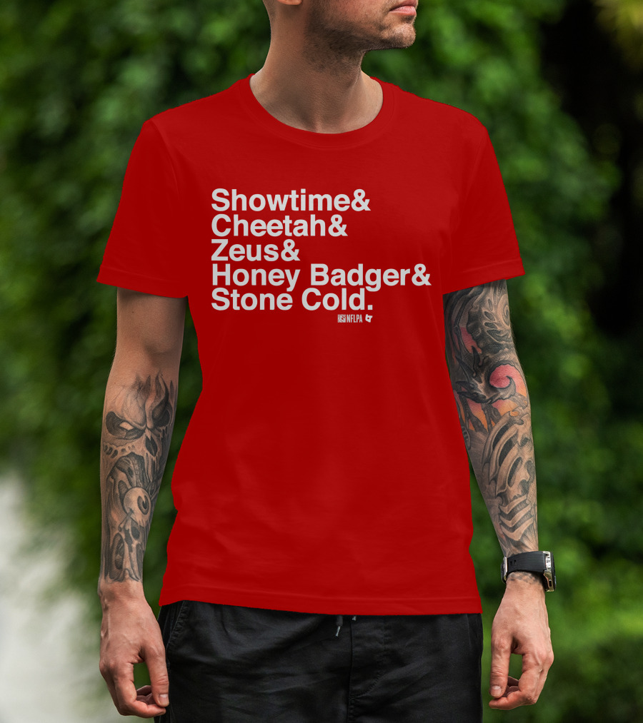 Showtime Cheetah Zeus Honey Badger Stone Cold NFLPA T-Shirt