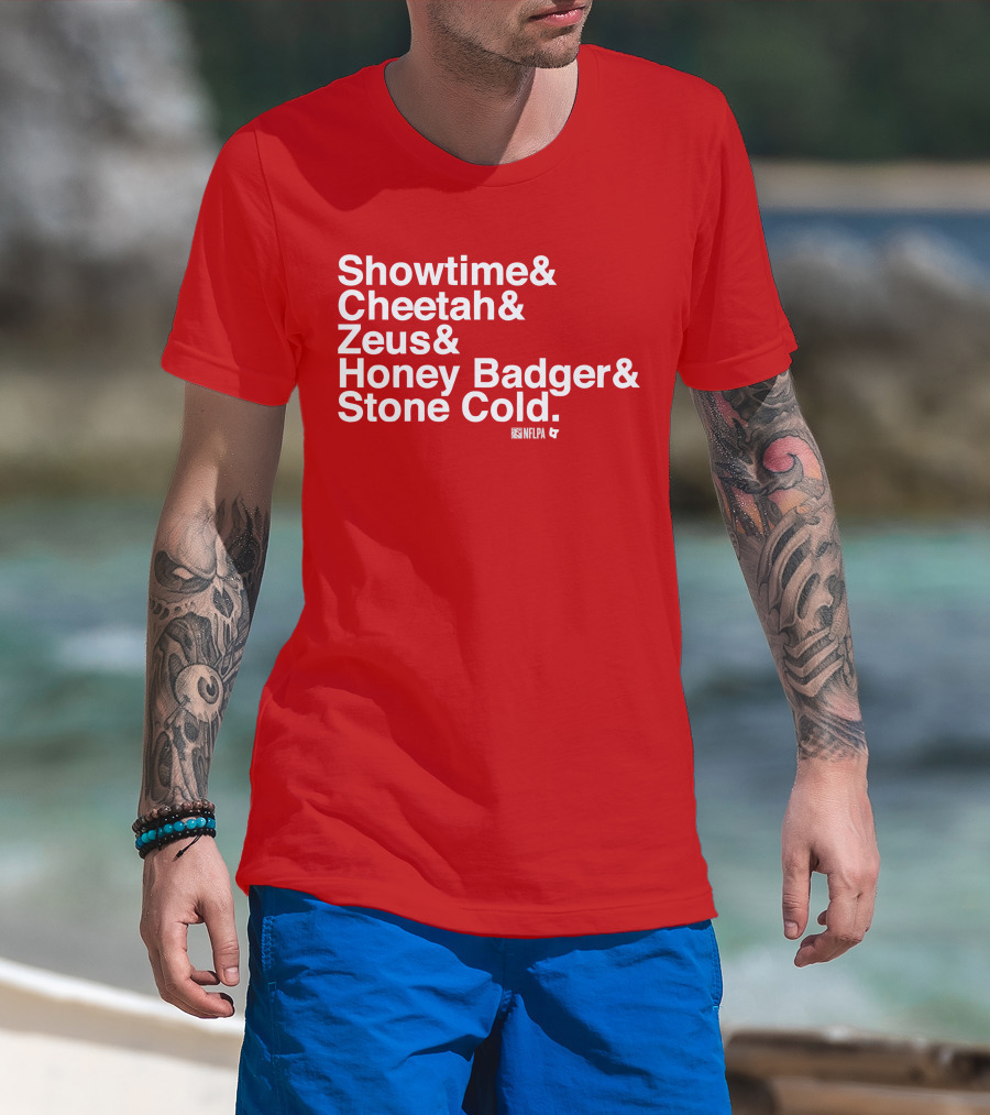 Showtime Cheetah Zeus Honey Badger Stone Cold NFLPA T-Shirt