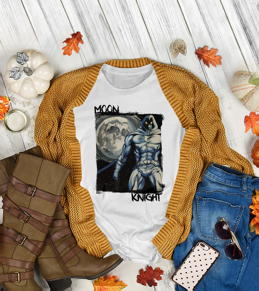 Moon Knight Marc Spector Hero with Full Moon Background T-Shirt