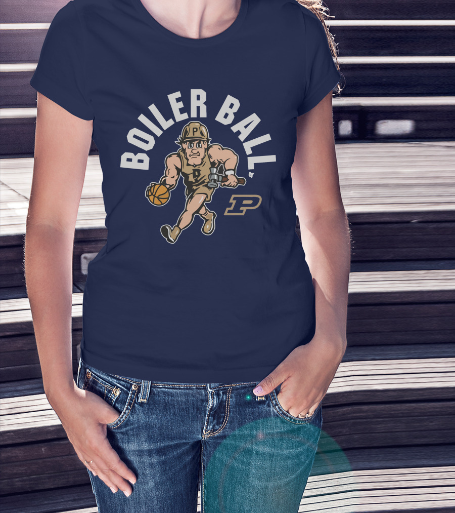 Purdue Boiler Ball Mascot Dribbling Basketball T-Shirt