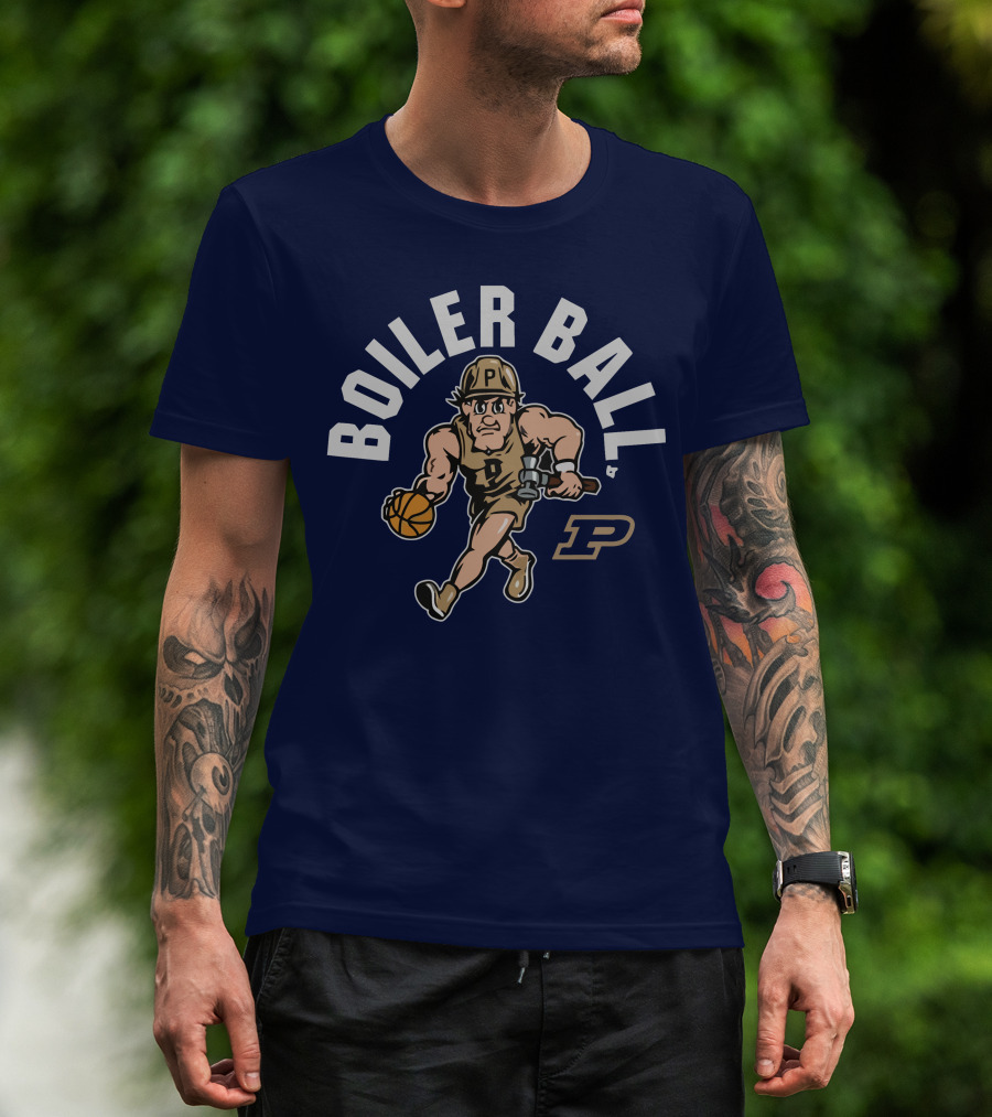 Purdue Boiler Ball Mascot Dribbling Basketball T-Shirt