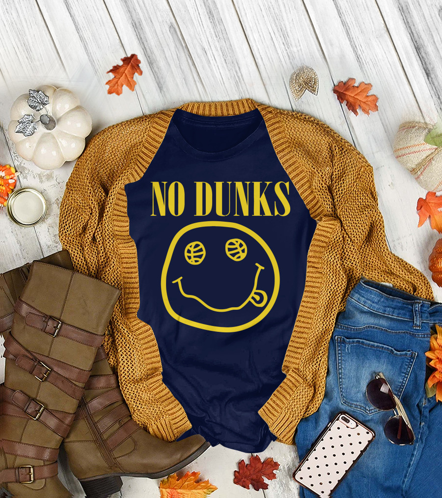 No Dunks Smiley Face Basketball Eyes T-Shirt