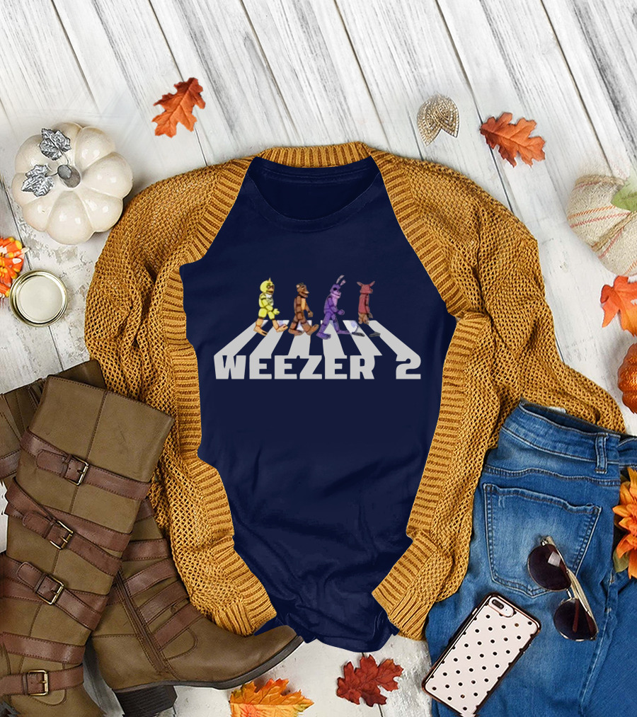 Weezer 2 FNAF Animatronics Abbey Road Crossover T-Shirt