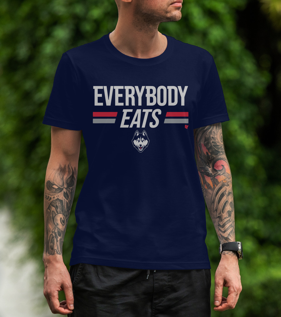 UConn Everybody Eats Husky Logo Navy Blue T-Shirt