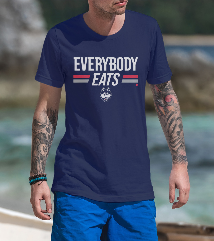 UConn Everybody Eats Husky Logo Navy Blue T-Shirt