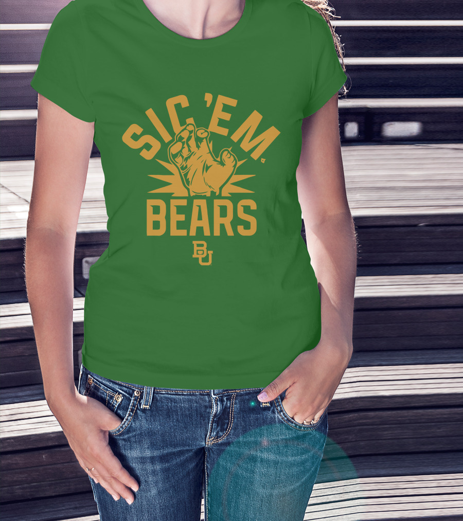 Sic 'Em Bears BU Baylor Paw Green Gold T-Shirt