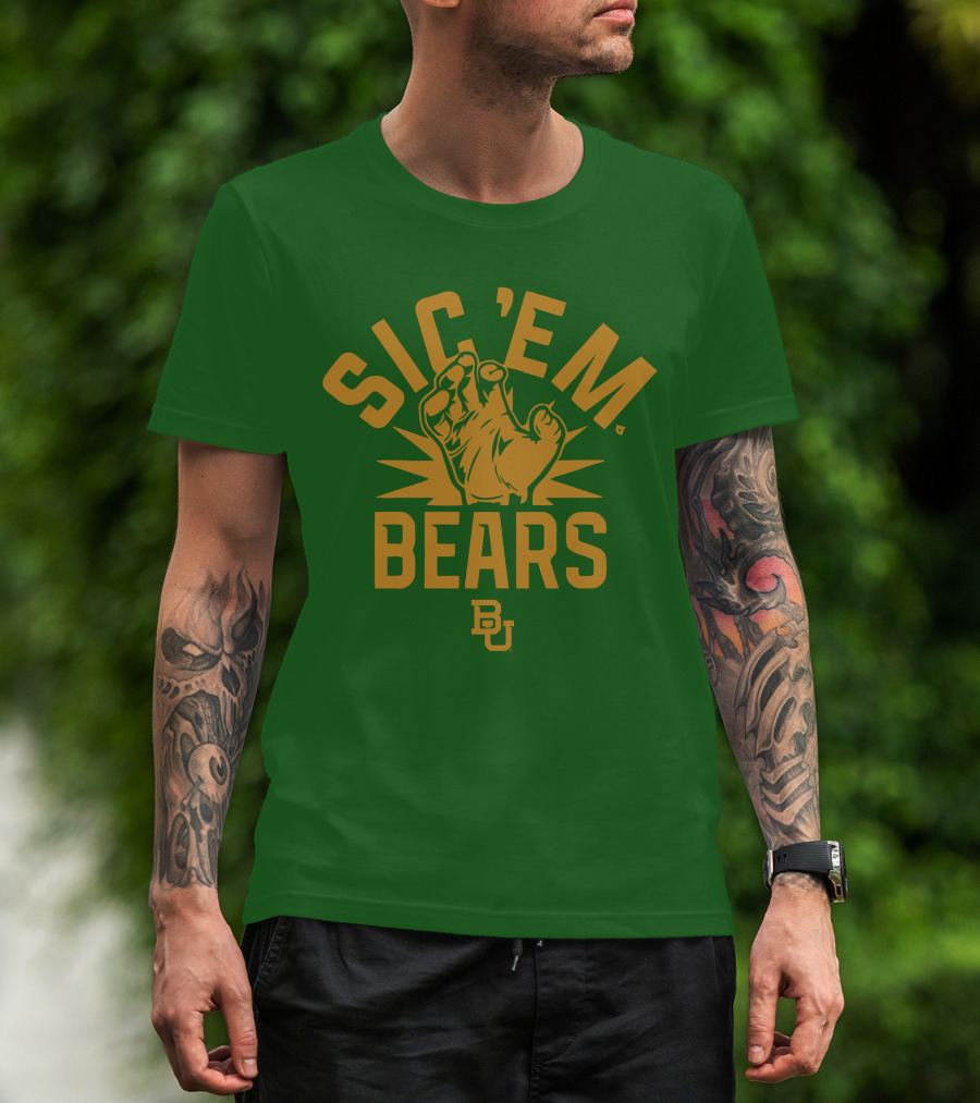 Sic 'Em Bears BU Baylor Paw Green Gold T-Shirt