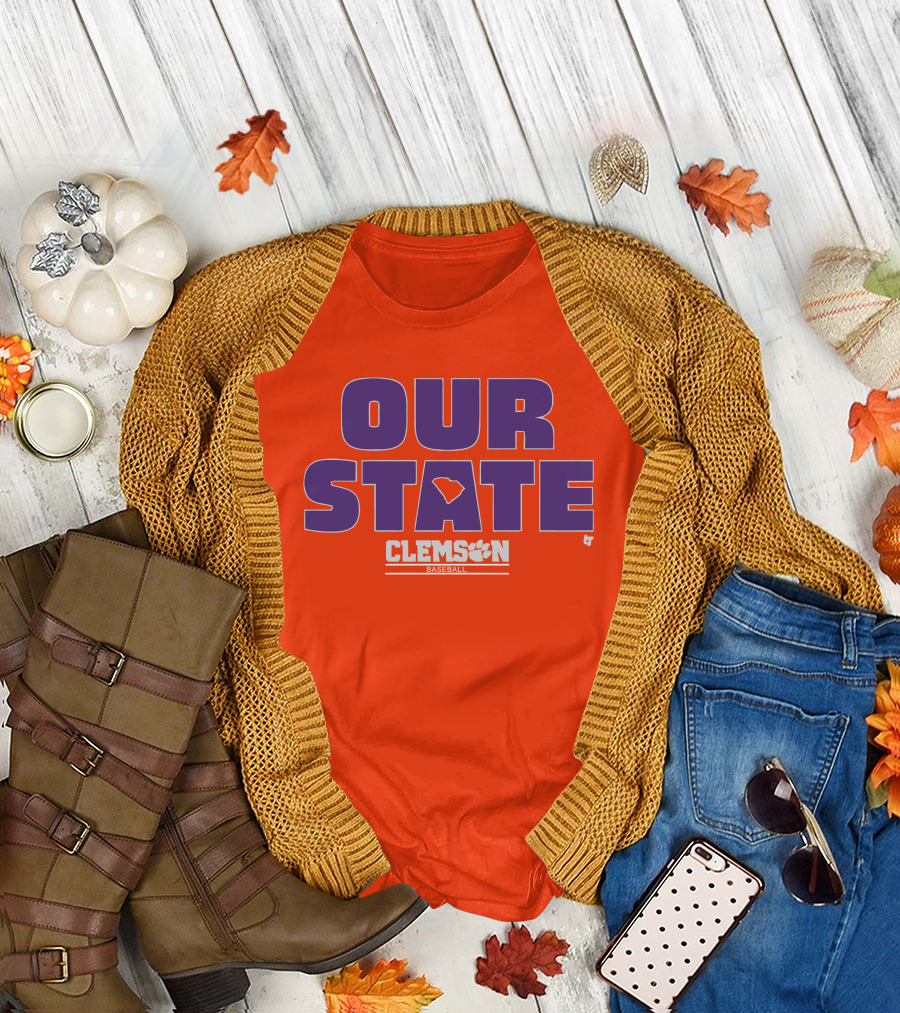 Clemson Baseball Our State South Carolina Outline T-Shirt