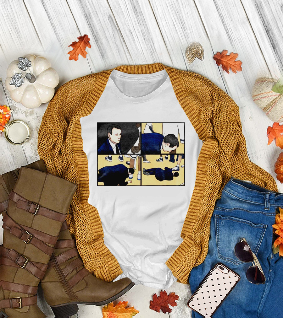 Collapse Basketball Comic Coach on Court Scene T-Shirt
