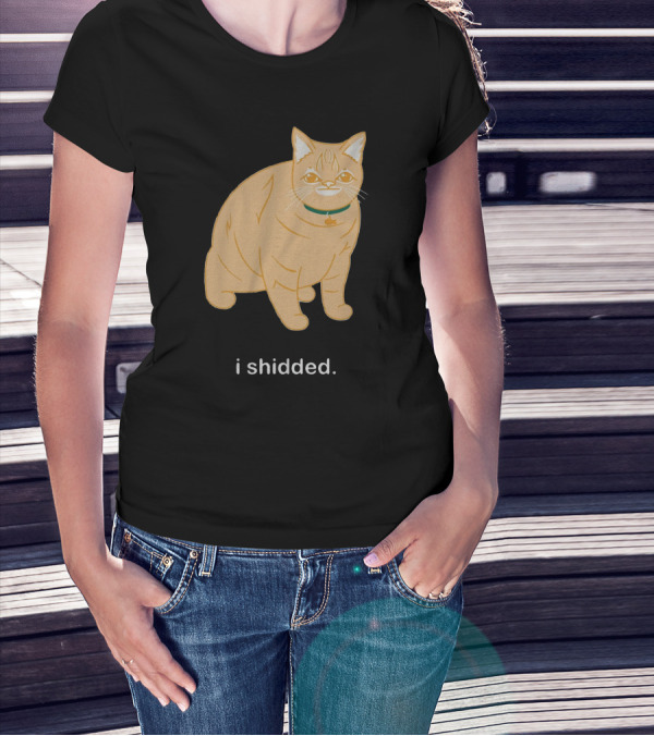 I Shidded Cat Orange Feline With Green Collar T-Shirt