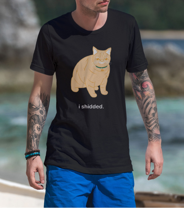 I Shidded Cat Orange Feline With Green Collar T-Shirt