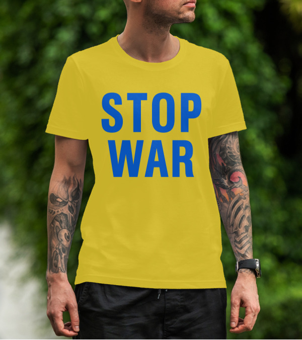 Illia Kovtun Stop War Shirt Bold Blue Typography T-Shirt