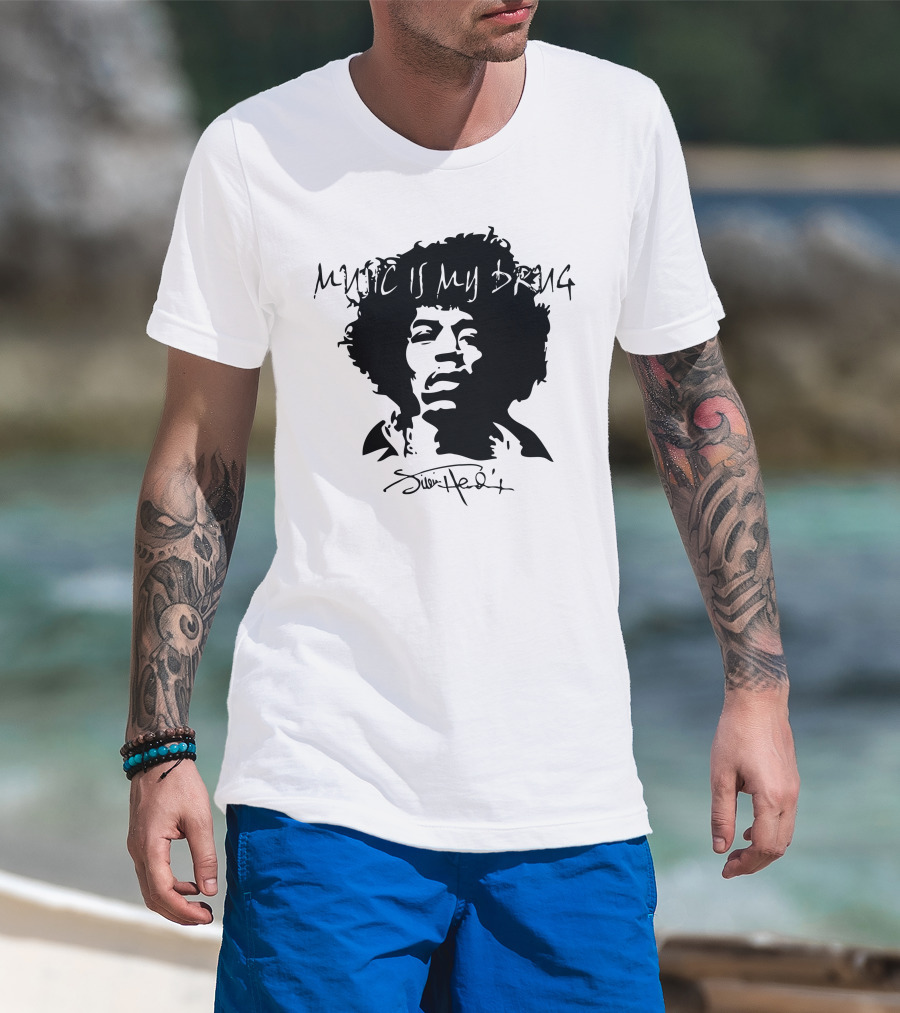 Jimi Hendrix Music Is My Drug Face T-Shirt