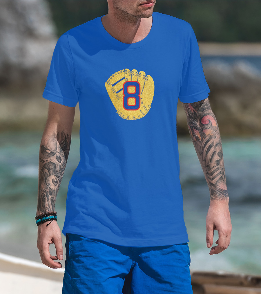 Gold Glove 8 Blue Background T-Shirt