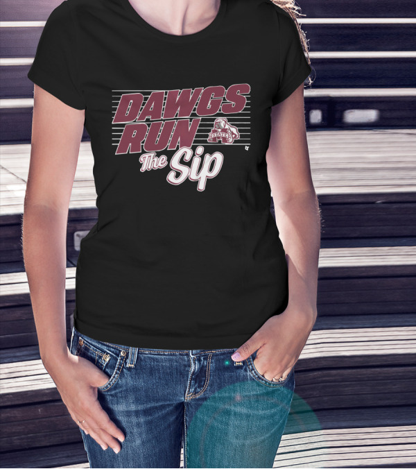 Mississippi State Football Dawgs Run The Sip Bulldogs T-Shirt
