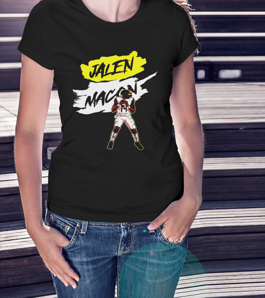 Jalen Macon Football Player Black White Yellow T-Shirt