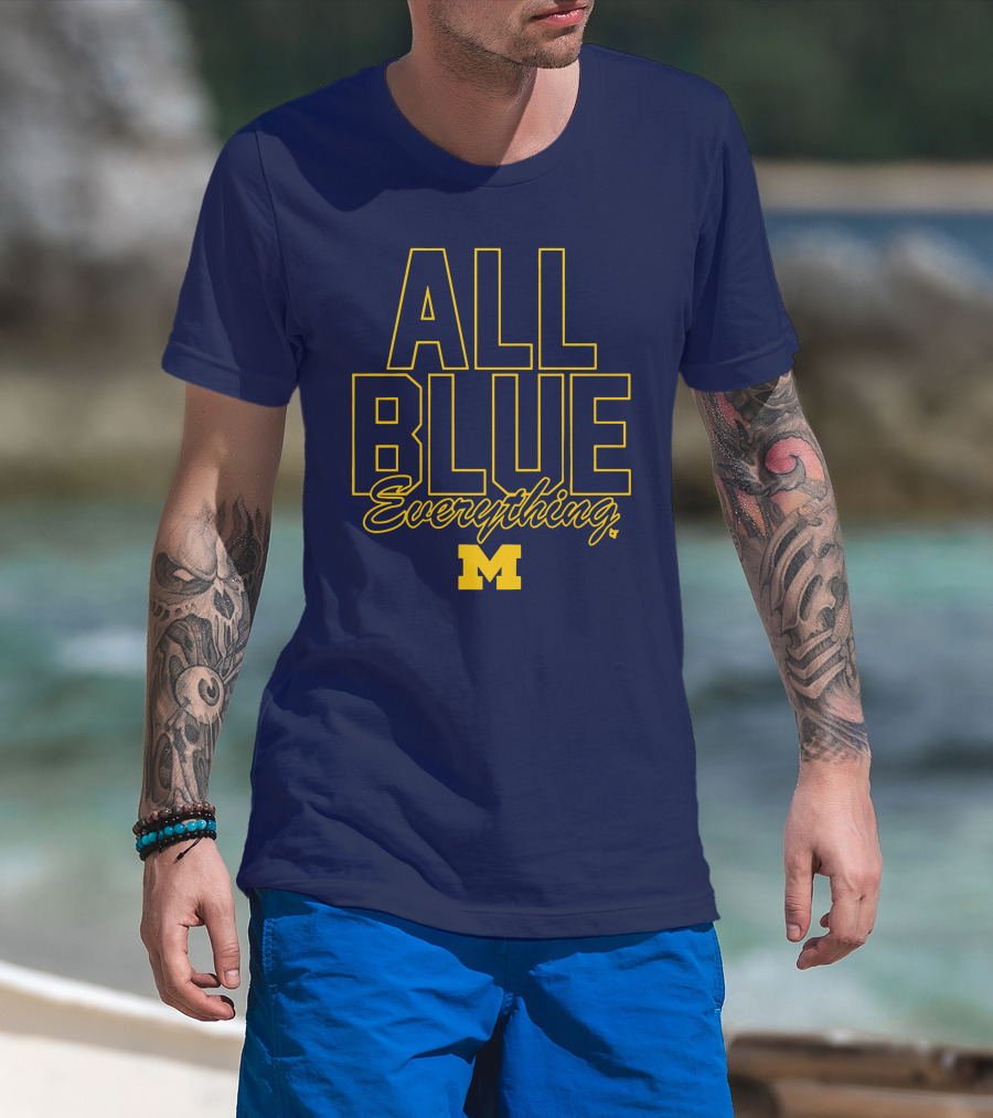 Michigan Wolverines Football All Blue Everything T-Shirt