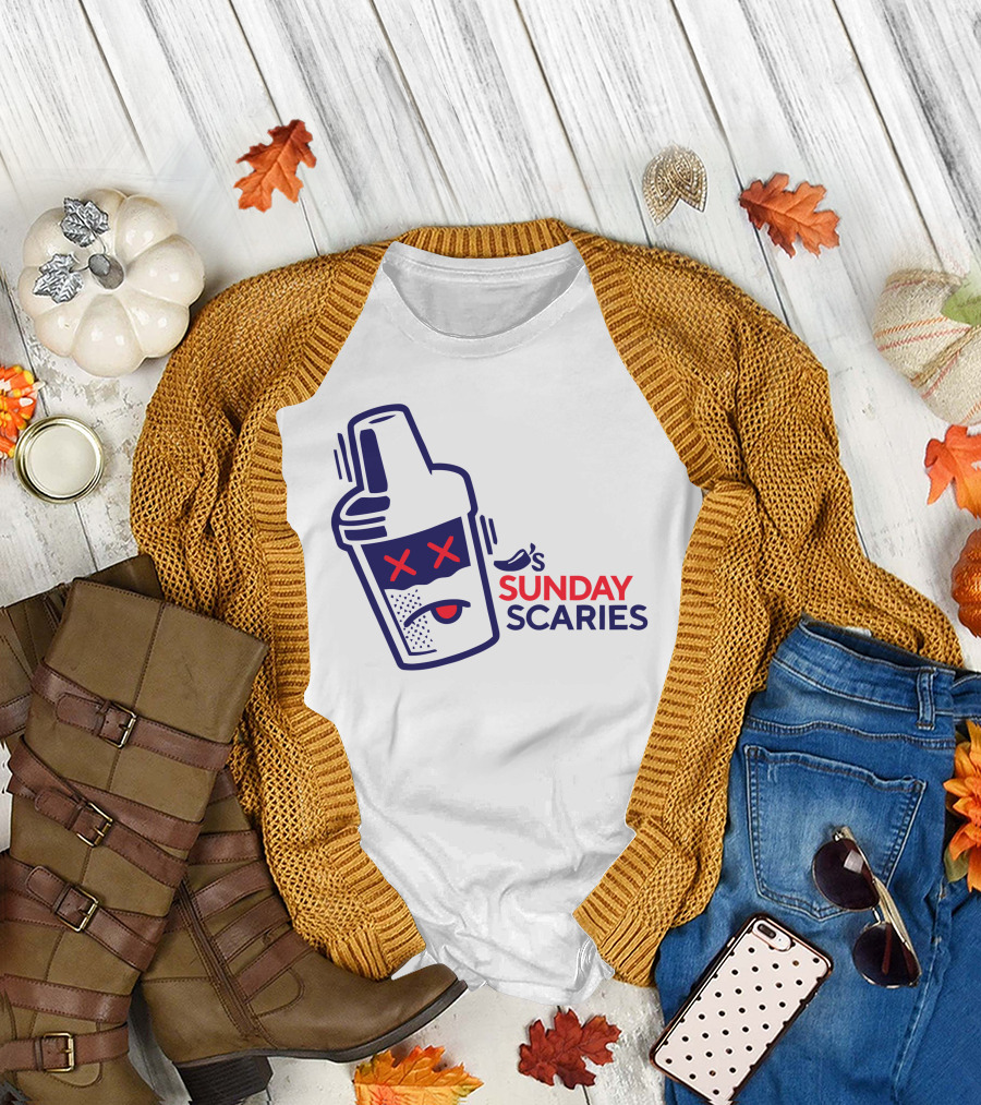Chili's Sunday Scaries Drink Shaker Icon with Fun Expression T-Shirt