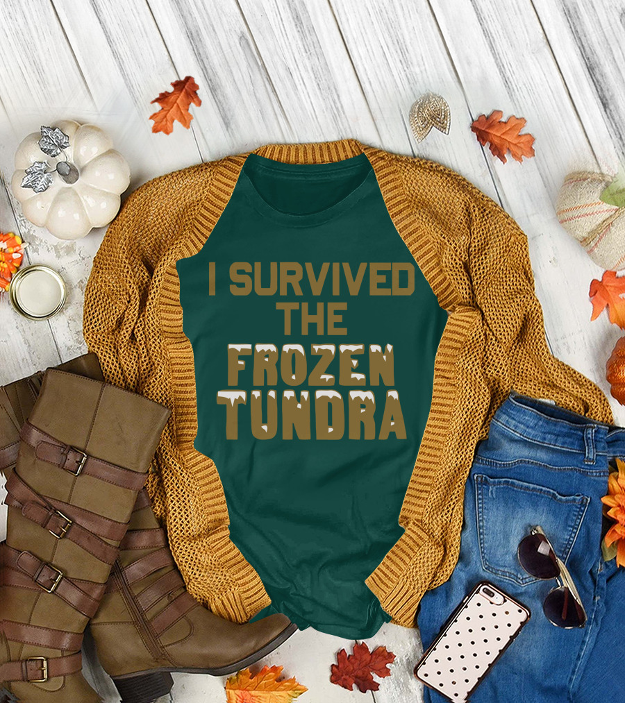 I Survived the Frozen Tundra Statement with Ice-Capped Letters T-Shirt