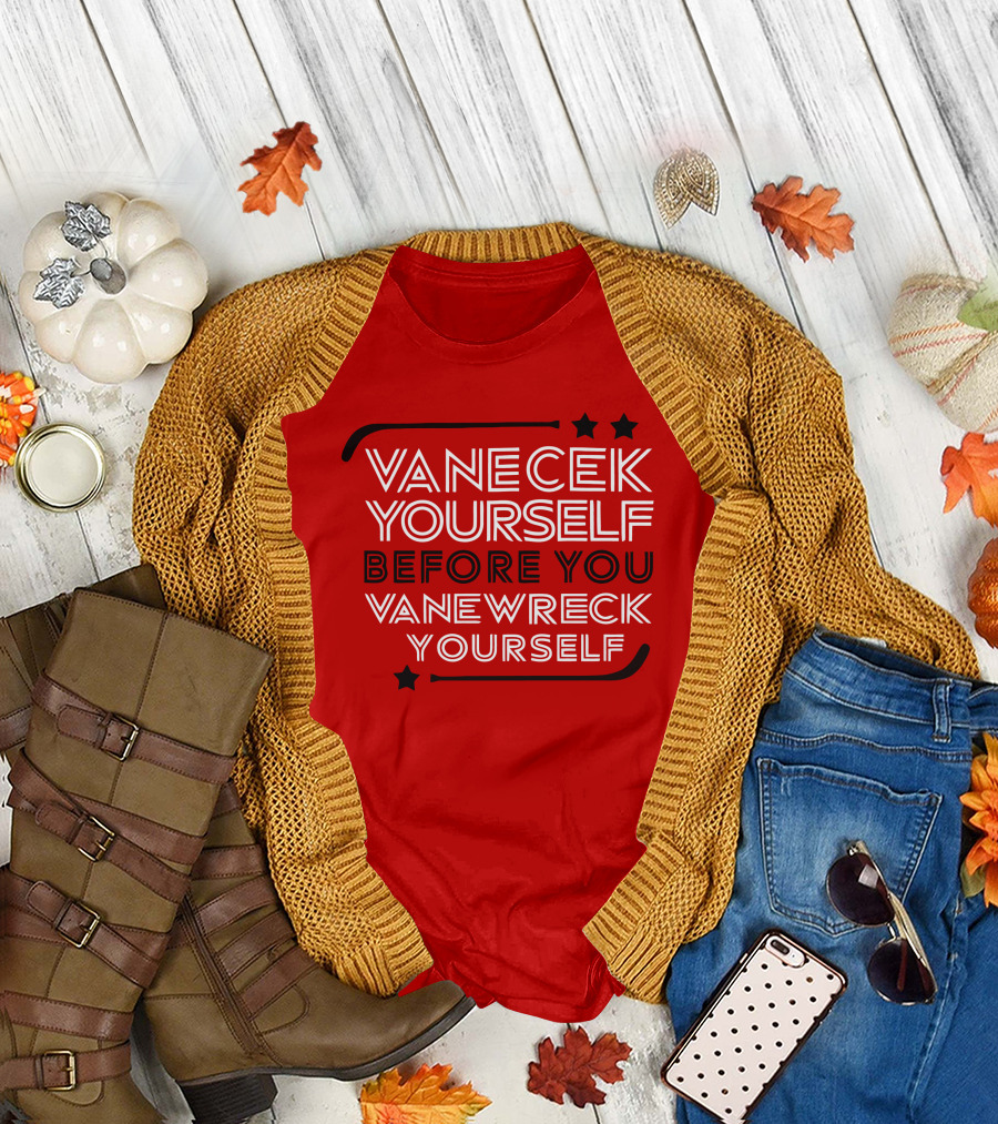 Vanecek Yourself Before You Vanewreck Yourself Stars Red T-Shirt