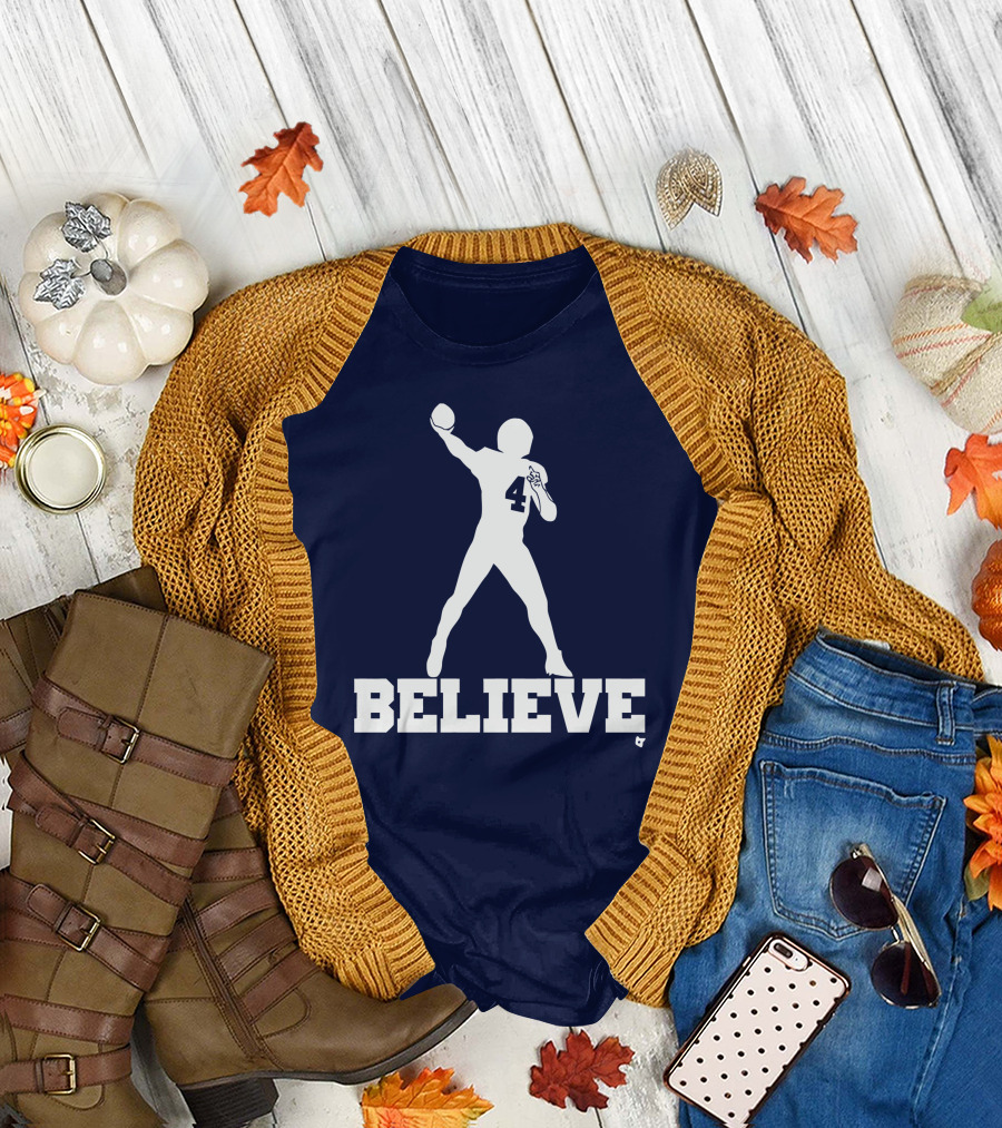 Dak Prescott Number 4 Believe Football T-Shirt