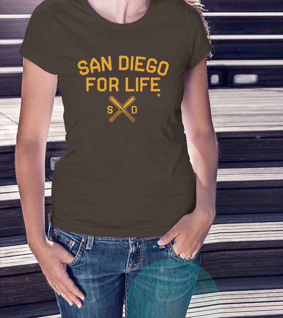 San Diego For Life SD Crossed Baseball Bats T-Shirt