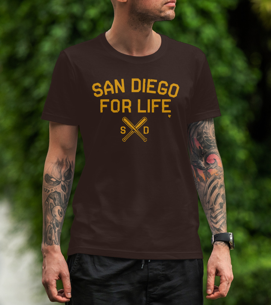 San Diego For Life SD Crossed Baseball Bats T-Shirt
