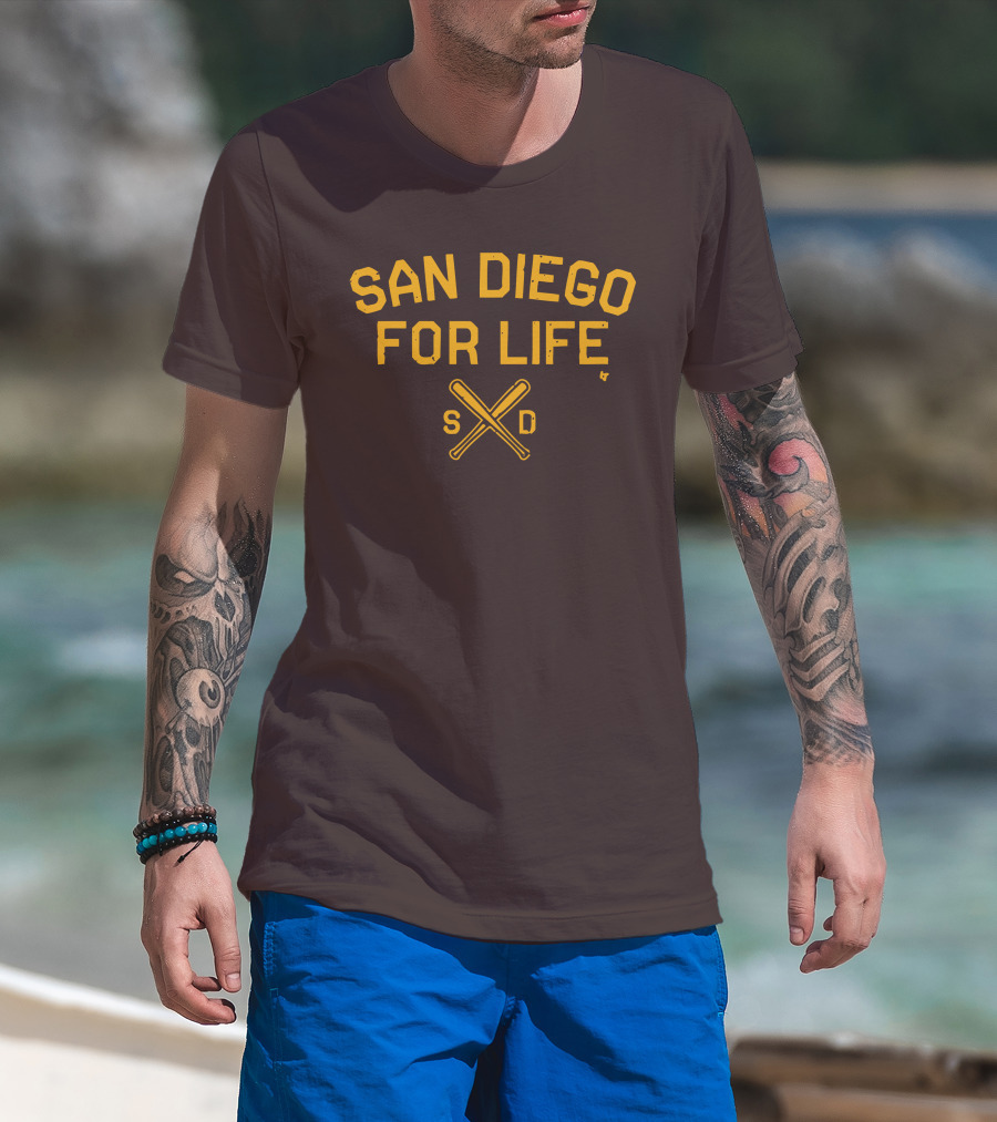 San Diego For Life SD Crossed Baseball Bats T-Shirt