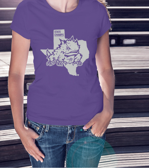 TCU State Champs Texas Horned Frog Outline T-Shirt