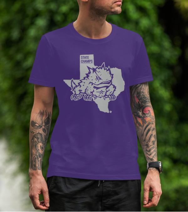 TCU State Champs Texas Horned Frog Outline T-Shirt
