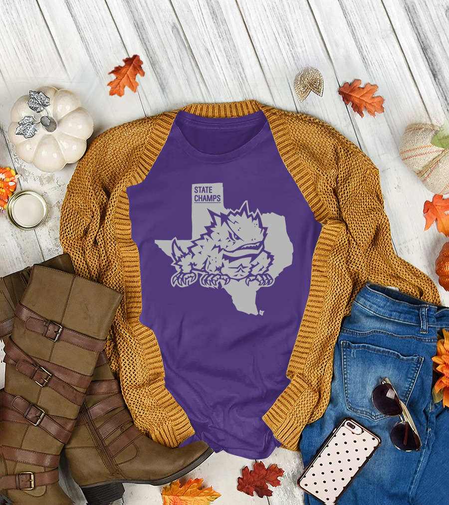 TCU State Champs Texas Horned Frog Outline T-Shirt