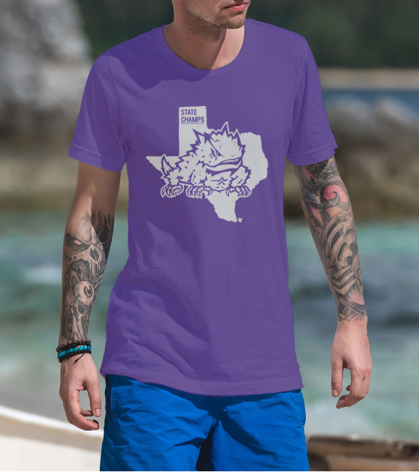 TCU State Champs Texas Horned Frog Outline T-Shirt