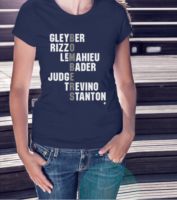 Yankees Bombers Player Names Gleyber Rizzo Judge LeMahieu Bader Trevino Stanton T-Shirt