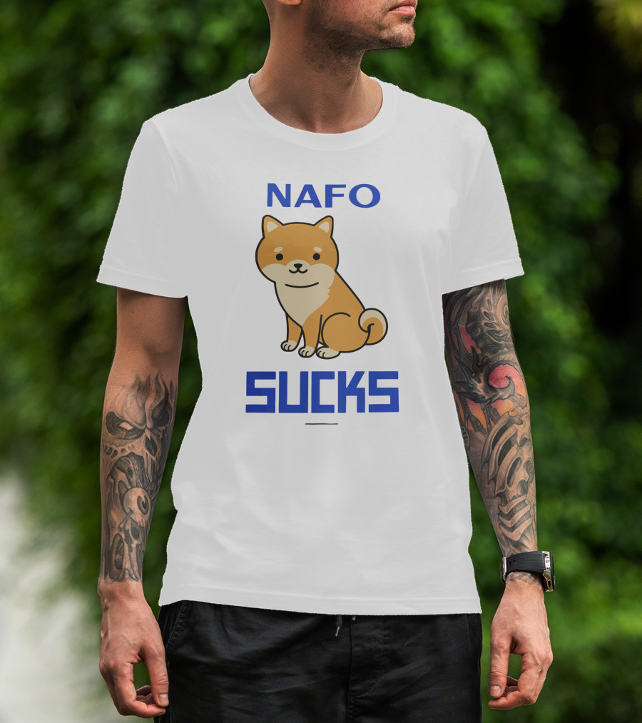 NAFO Sucks Cute Dog Cartoon T-Shirt