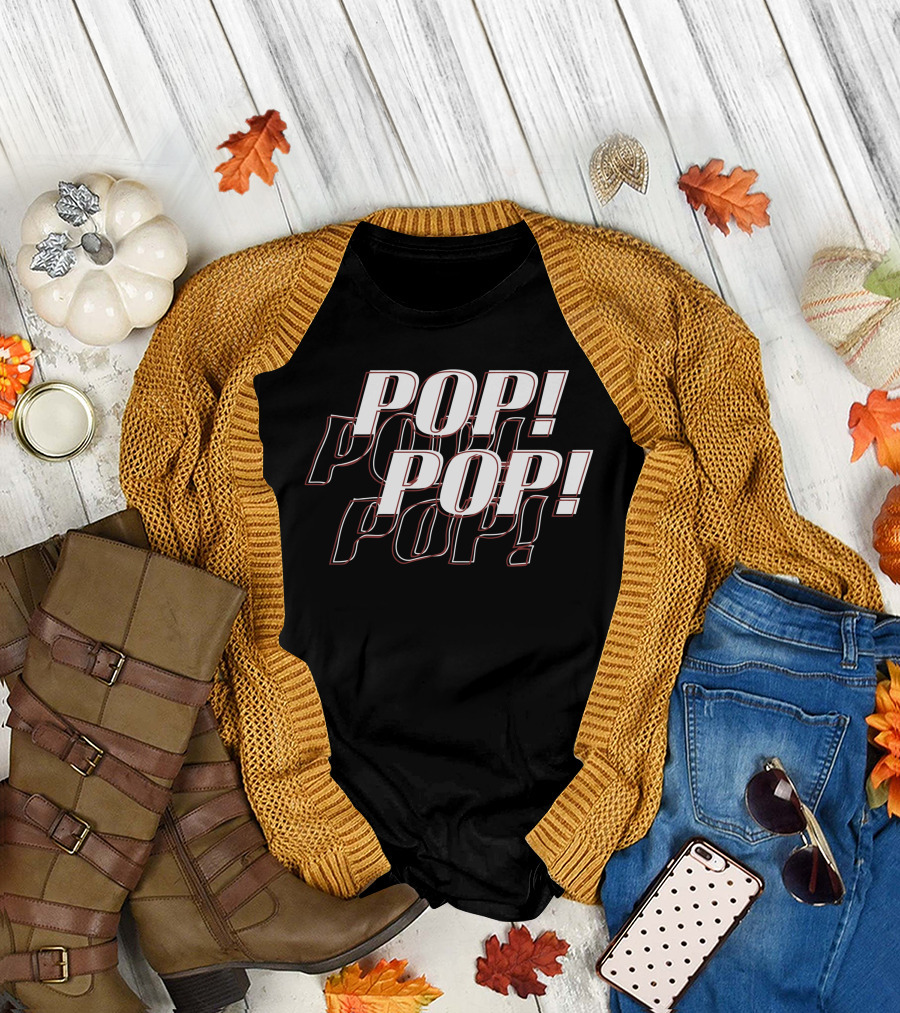 POP POP Bold Retro Shadowed Text T-Shirt