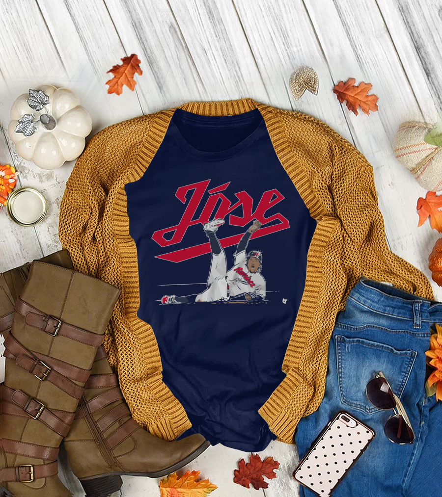 José Ramírez Slide Illustration with Cleveland Baseball Inspiration T-Shirt