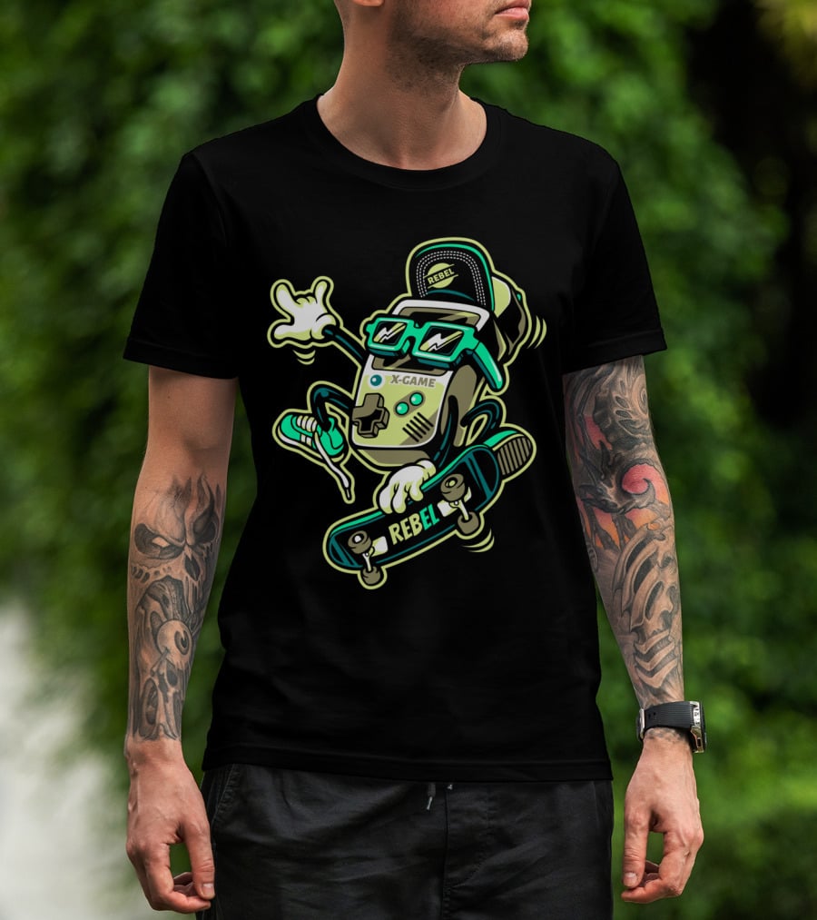 X-Game Rebel Skates Retro Gamer T-Shirt