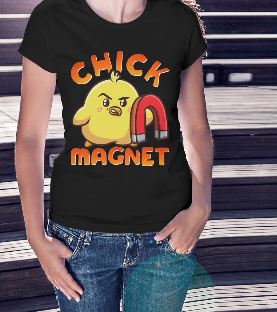 Chick Magnet Funny Halloween Costume Magnetic Little Chick With Magnet T-Shirt
