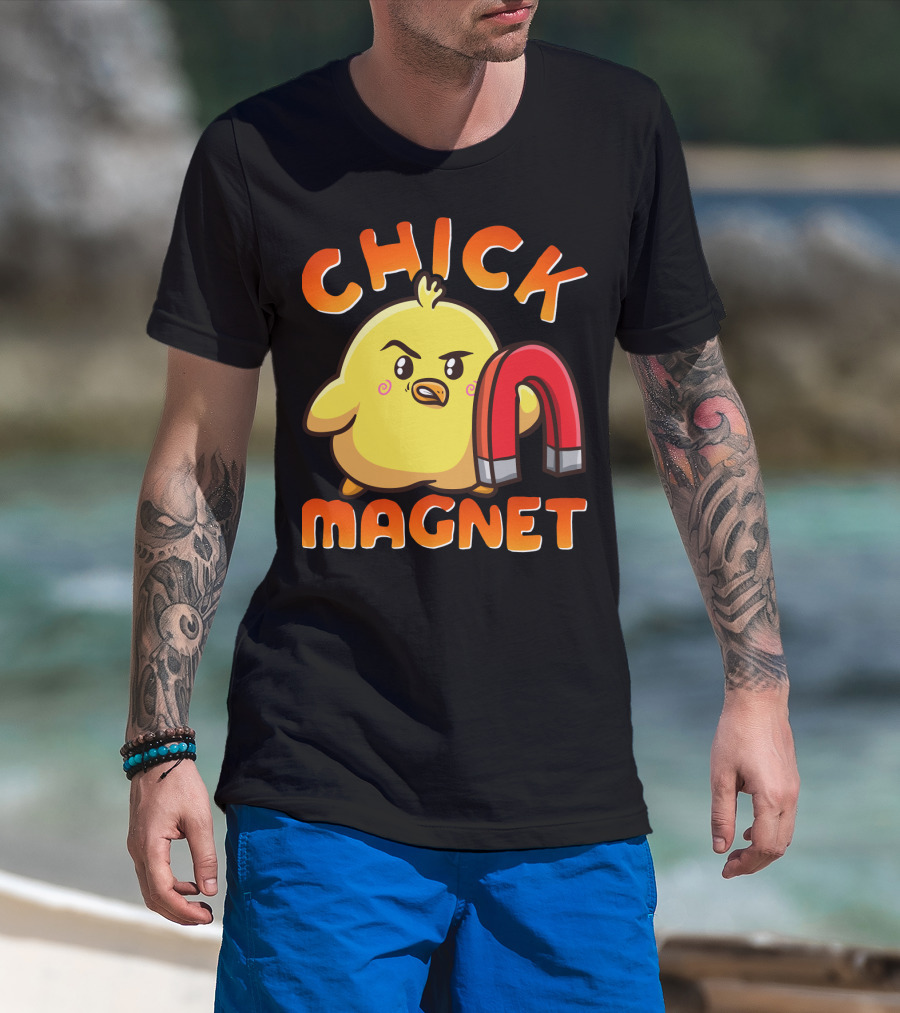 Chick Magnet Funny Halloween Costume Magnetic Little Chick With Magnet T-Shirt