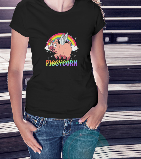 Piggycorn Flying Pig Unicorn Rainbow Farm Animal Magical Creature T-Shirt
