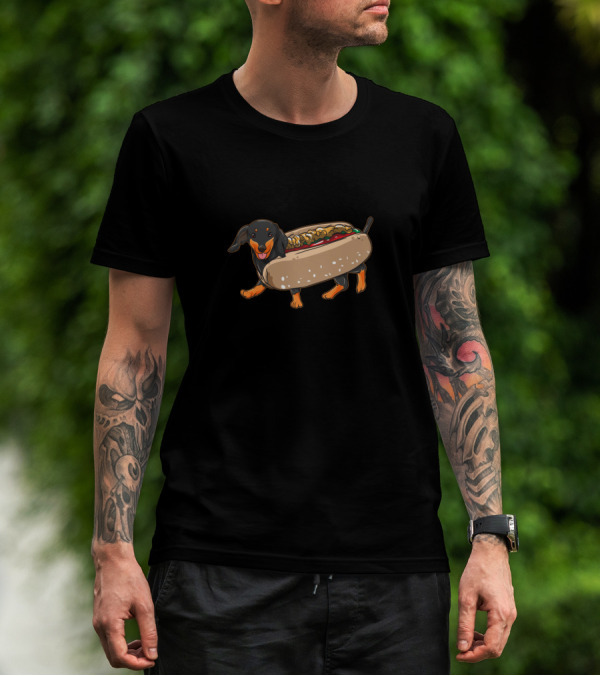 Dachshund Sausage Dog In Hot Dog Bun With Mustard T-Shirt