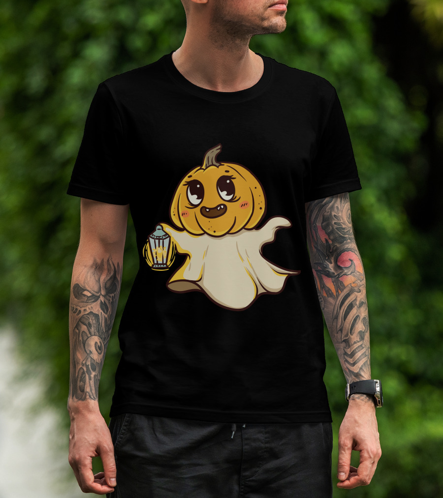 Ghost Pumpkin Kawaii Lantern-Faced Jack O' Lantern T-Shirt