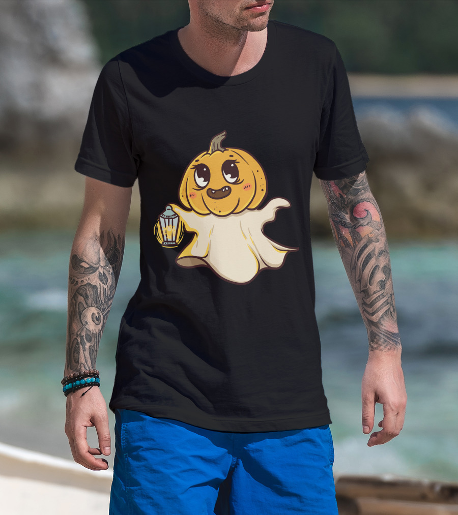 Ghost Pumpkin Kawaii Lantern-Faced Jack O' Lantern T-Shirt