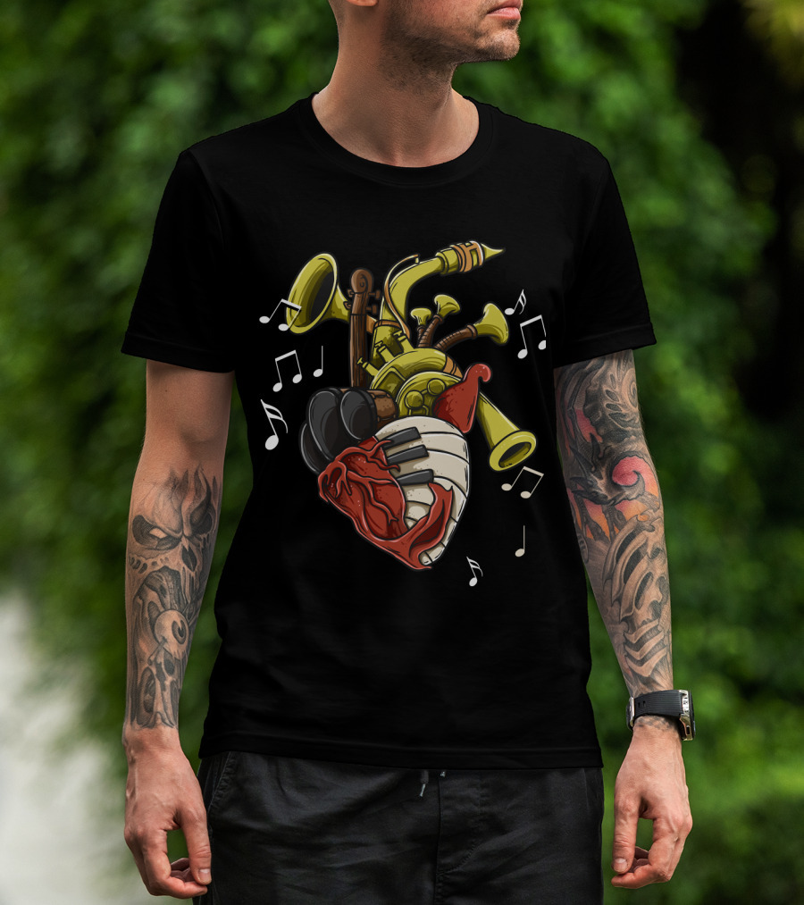 Musician Heart Love Music Passion Musical Instruments Notes T-Shirt